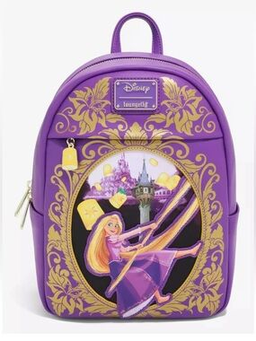 NWT Loungefly Purple w/ Golden Frame Disney’s Tangled mini backpack